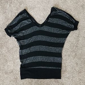 Metallic stripe knit top